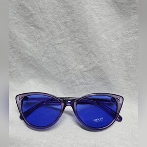 V.P.I. Blue and Purple Cat Eye Fashion Y2K Sunglasses - New